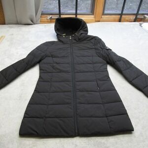 Ralph Lauren Jacket Women Small Black Quilted Puffer Hooded Full Zip $190 NWD